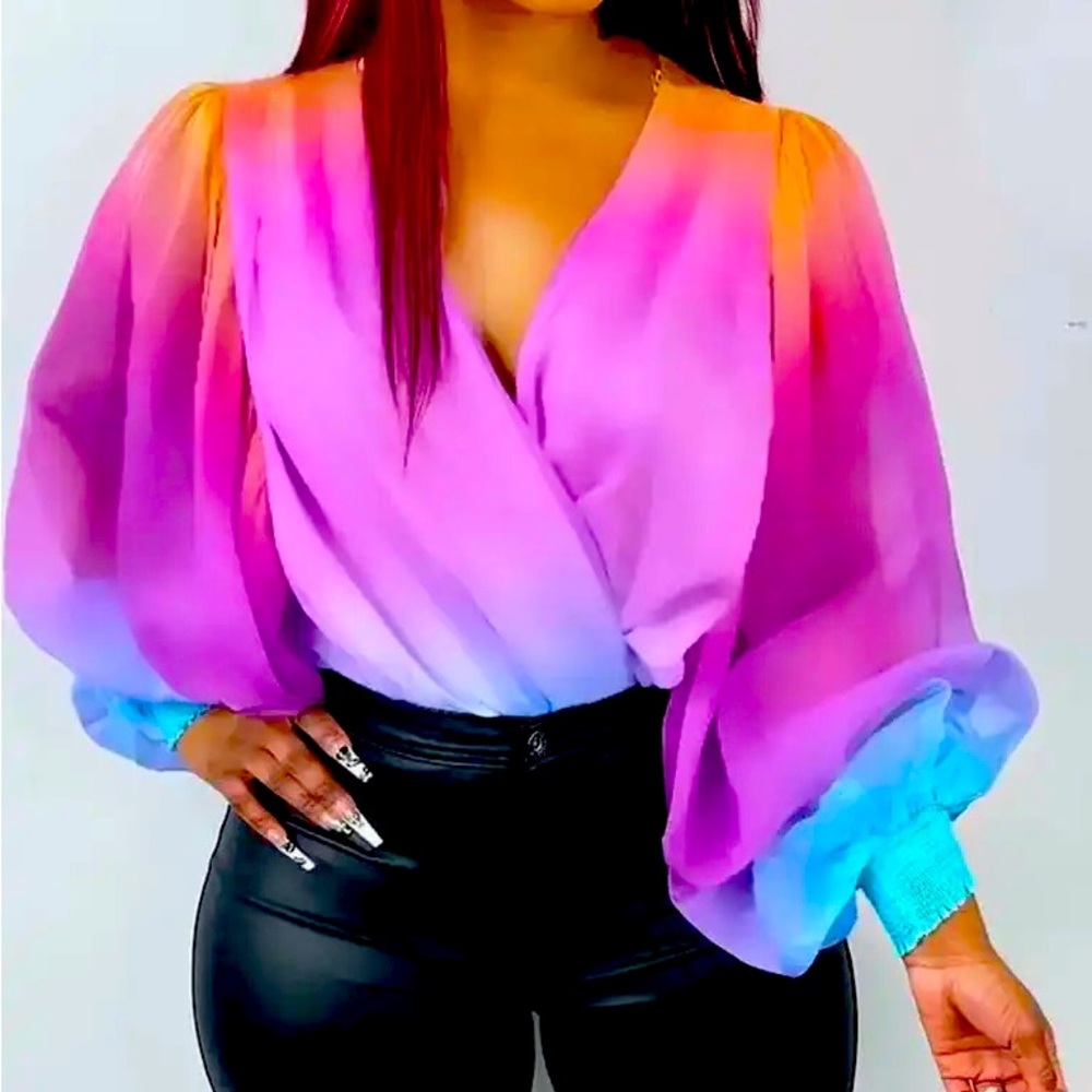 OMBRÉ WRAP BLOUSE